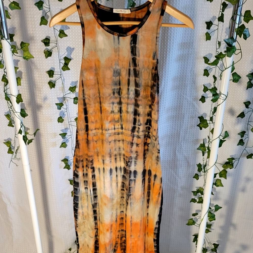 Tie-dye Print Sleeveless Dress 🤎